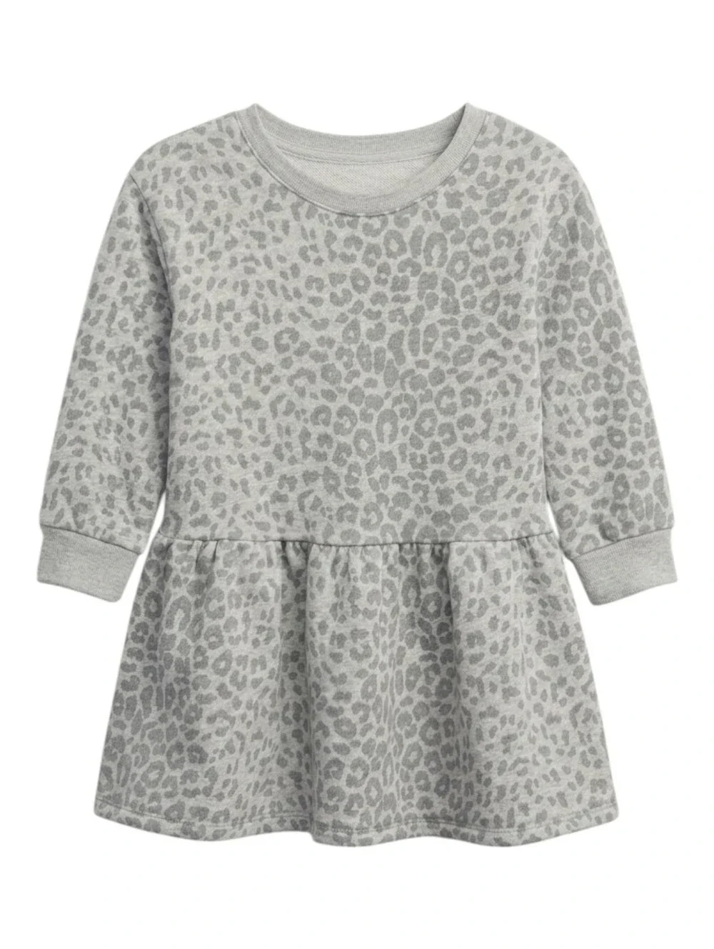 Gap Kids Gray Animal Leopard Cheetah Print Sweatshirt Long Sleeve Dress Girls 3T